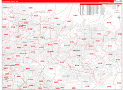 San Gabriel Valley Metro Area Wall Map Red Line Style 2024